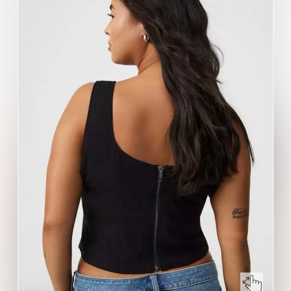 Torrid Deep Black Zip-Up Corset Top SZ 2X cropped lined sleeveless goth grunge - Picture 4 of 14